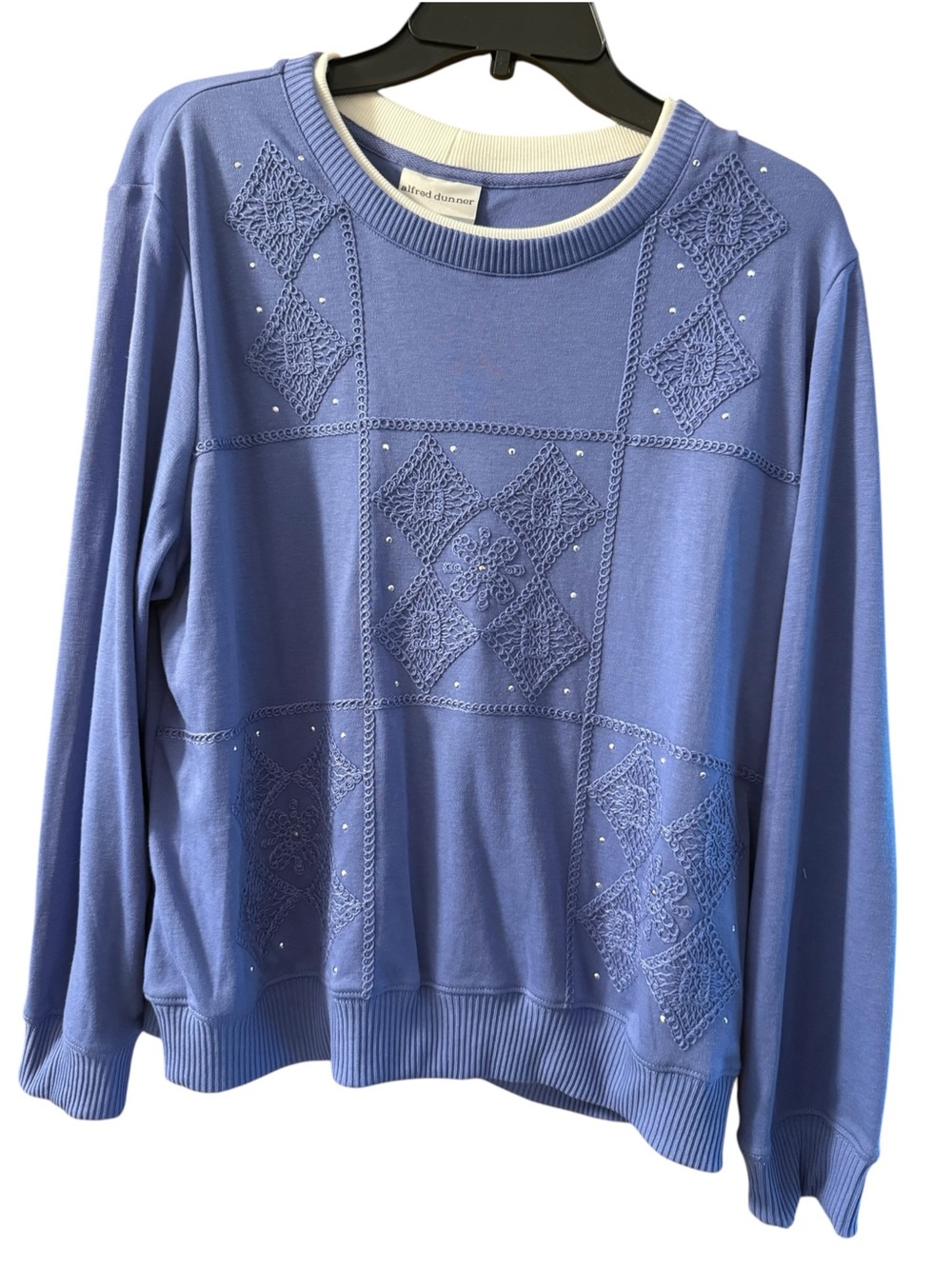 Alfred Dunner Casual Vibe 2025 Iris Embroidered Crewneck Sweatshirt